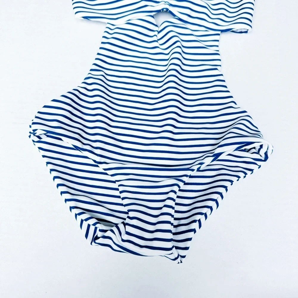 Mikoh - Blue and White Striped One Piece Swimsuit